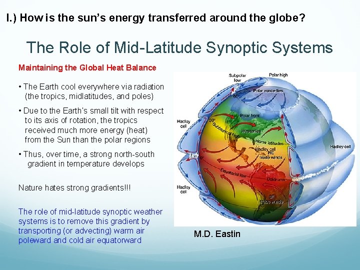  I. ) How is the sun’s energy transferred around the globe? The Role