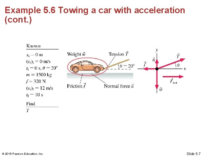 Example 5. 6 Towing a car with acceleration (cont. ) © 2015 Pearson Education,