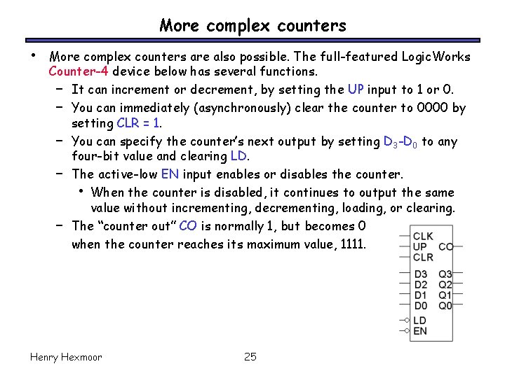 More complex counters • More complex counters are also possible. The full-featured Logic. Works