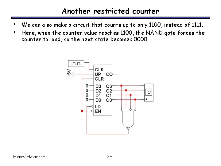 Another restricted counter • • We can also make a circuit that counts up