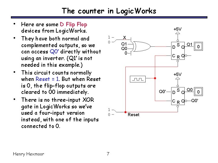 The counter in Logic. Works • • Here are some D Flip Flop devices