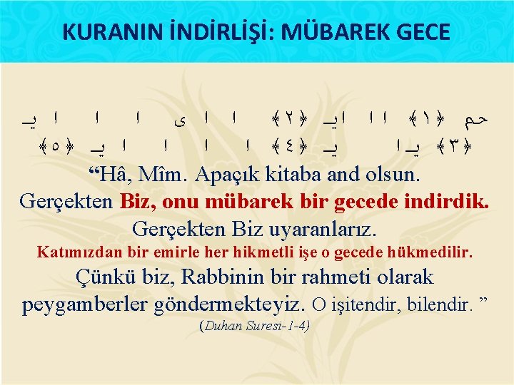 KURANIN İNDİRLİŞİ: MÜBAREK GECE ﻳ ﺍ ﺍ ﺍ ﻯ ﺍ ﺍ ﴾٢﴿ ﺍﻳ ﺍﺍ