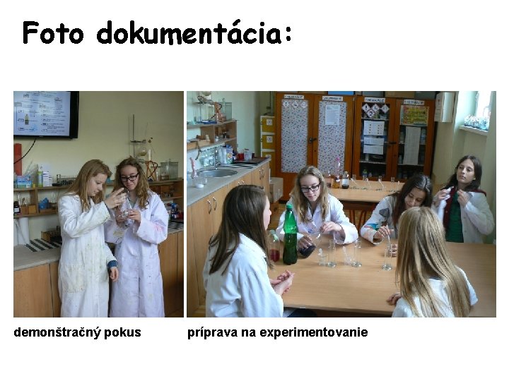 Foto dokumentácia: demonštračný pokus príprava na experimentovanie 