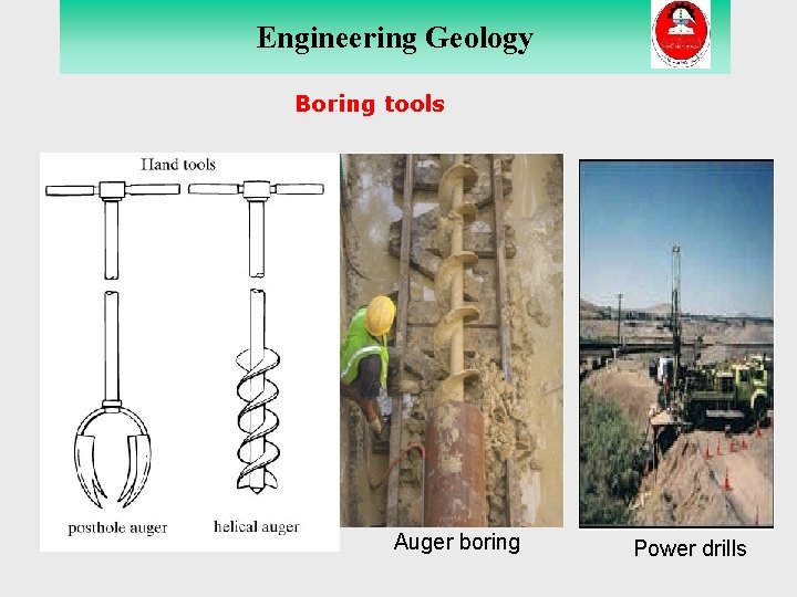 Engineering Geology Boring tools Auger boring Power drills 