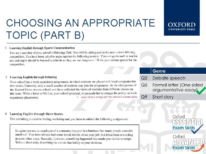 CHOOSING AN APPROPRIATE TOPIC (PART B) 