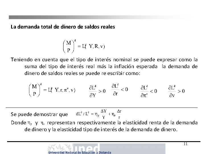 La demanda total de dinero de saldos reales Teniendo en cuenta que el tipo La demanda total de dinero de saldos reales Teniendo en cuenta que el tipo