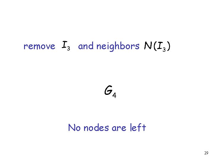 remove and neighbors No nodes are left 29 