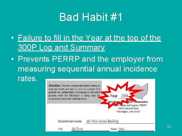 Bad Habit #1 • Failure to fill in the Year at the top of