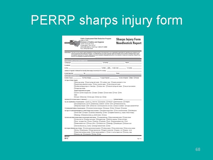 PERRP sharps injury form 68 