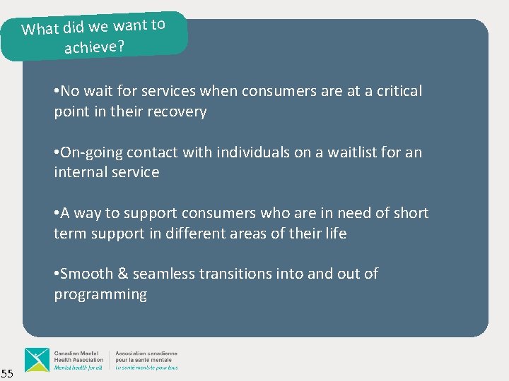 What did we want to achieve? • No wait for services when consumers are