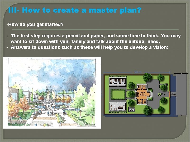 III- How to create a master plan? -How do you get started? - The