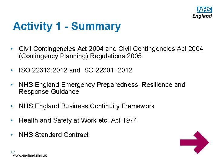 Activity 1 - Summary • Civil Contingencies Act 2004 and Civil Contingencies Act 2004