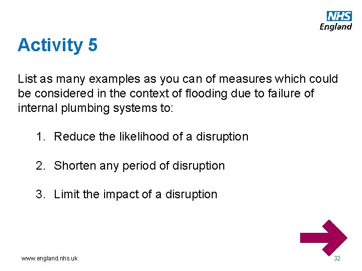 Activity 5 List as many examples as you can of measures which could be