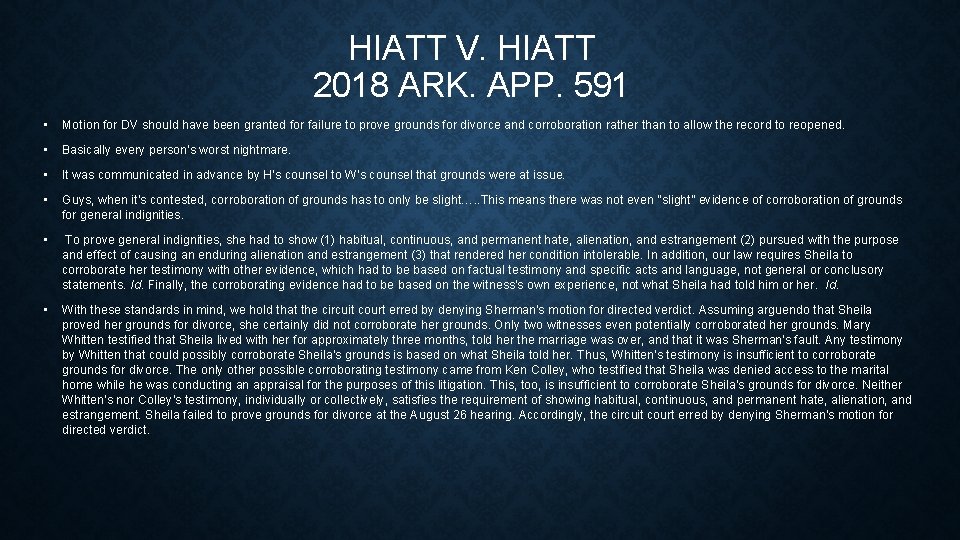 HIATT V. HIATT 2018 ARK. APP. 591 • Motion for DV should have been