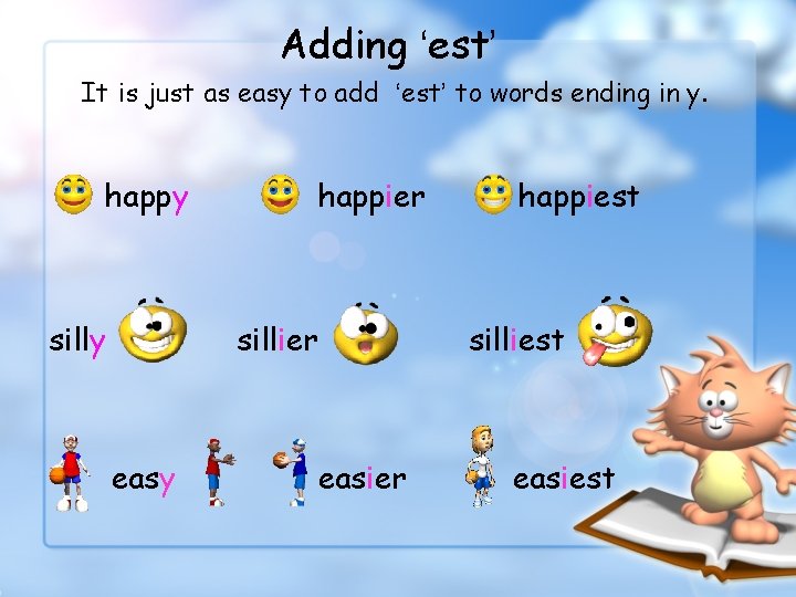 Adding ‘est’ It is just as easy to add ‘est’ to words ending in