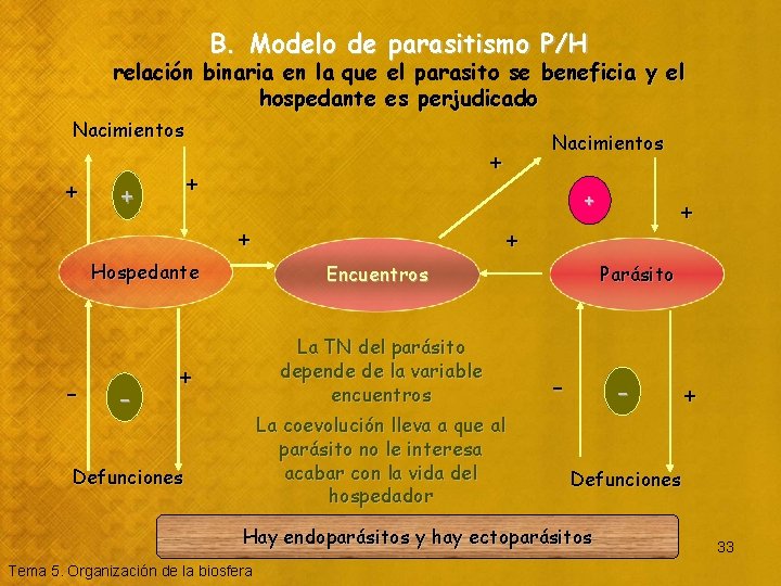 B. Modelo de parasitismo P/H relación binaria en la que el parasito se beneficia