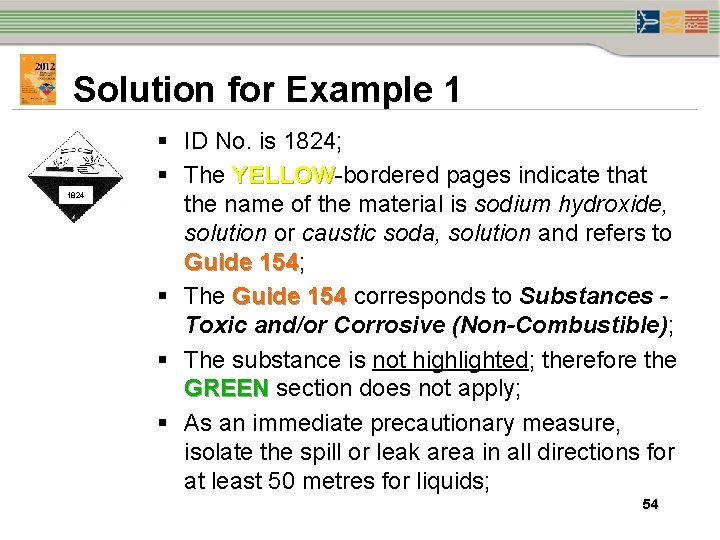 Solution for Example 1 1824 § ID No. is 1824; § The YELLOW-bordered pages