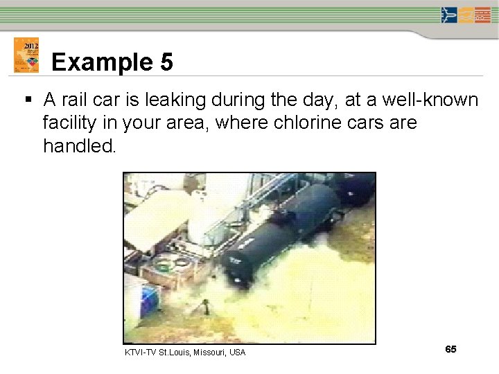 Example 5 § A rail car is leaking during the day, at a well-known