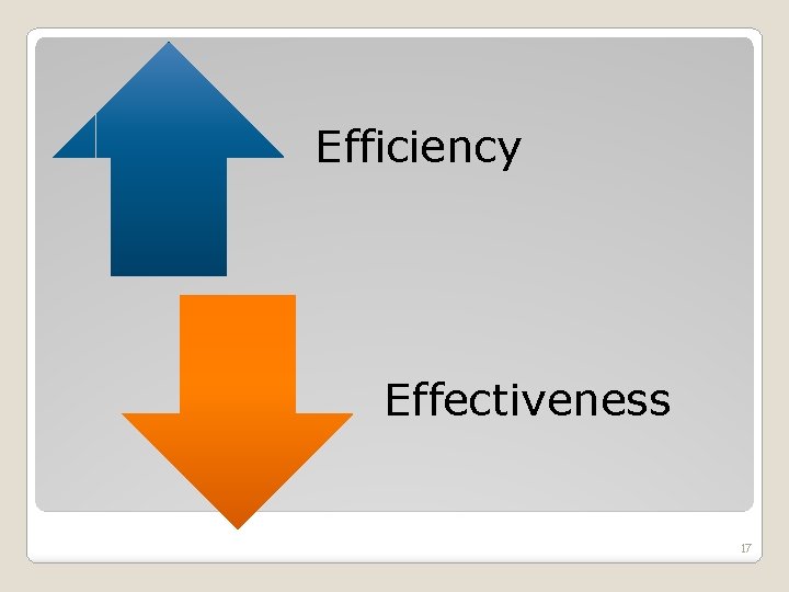 Efficiency Effectiveness 17 Efficiency Effectiveness 17