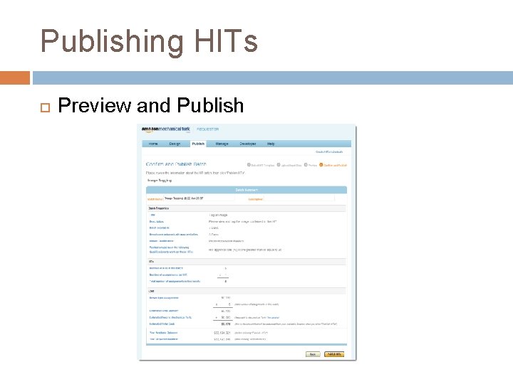 Publishing HITs Preview and Publish 