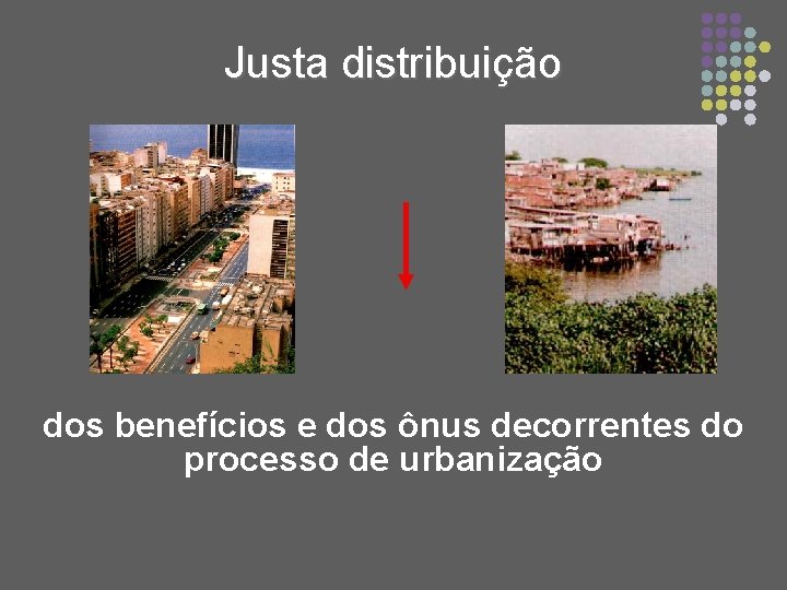 Justa distribuição dos benefícios e dos ônus decorrentes do processo de urbanização Justa distribuição dos benefícios e dos ônus decorrentes do processo de urbanização
