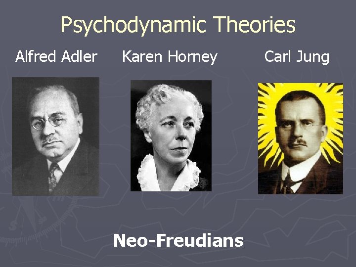 Psychodynamic Theories Alfred Adler Karen Horney Neo-Freudians Carl Jung 