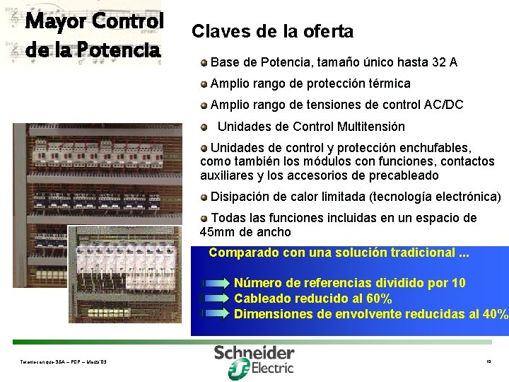 Mayor Control de la Potencia Claves de la oferta Base de Potencia, tamaño único