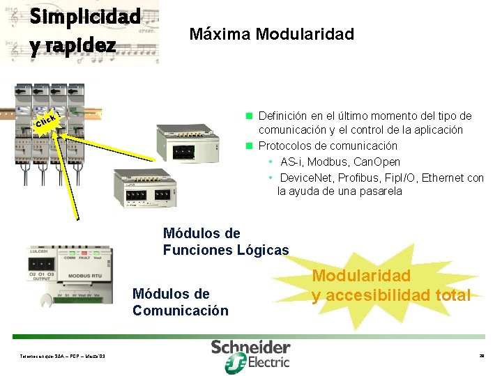 Simplicidad y rapidez Máxima Modularidad 45 mm ck Cli ! n Definición en el