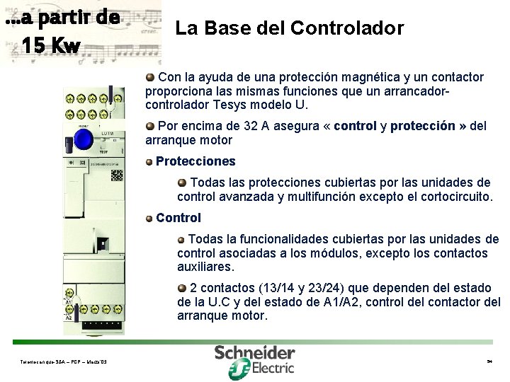 . . . a partir de 15 Kw La Base del Controlador Con la