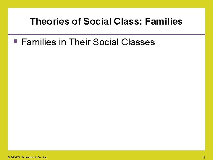 Theories of Social Class: Families in Their Social Classes © 2014 W. W. Norton