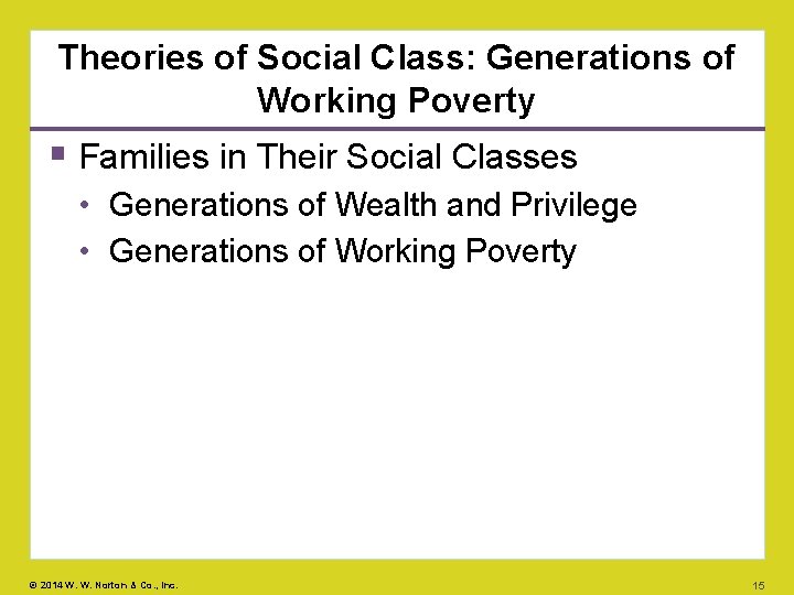 Theories of Social Class: Generations of Working Poverty Families in Their Social Classes •