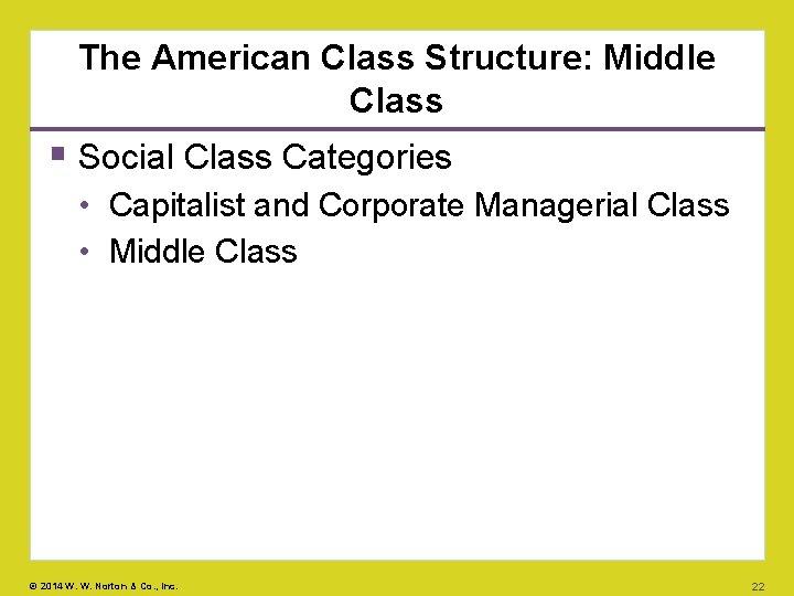 The American Class Structure: Middle Class Social Class Categories • Capitalist and Corporate Managerial