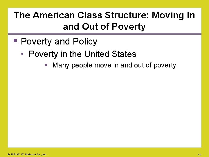 The American Class Structure: Moving In and Out of Poverty and Policy • Poverty