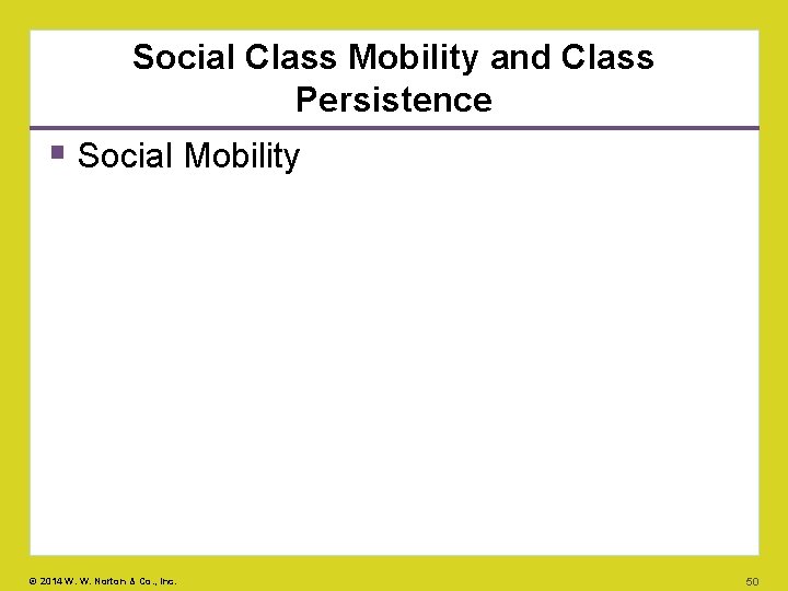 Social Class Mobility and Class Persistence Social Mobility © 2014 W. W. Norton &