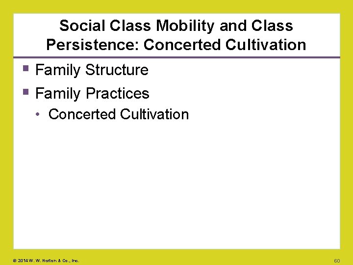 Social Class Mobility and Class Persistence: Concerted Cultivation Family Structure Family Practices • Concerted