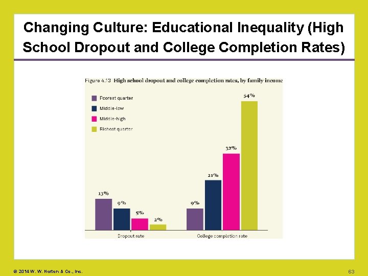 Changing Culture: Educational Inequality (High School Dropout and College Completion Rates) © 2014 W.
