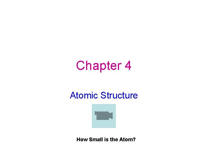 Chapter 4 Atomic Structure How Small is the Atom? 