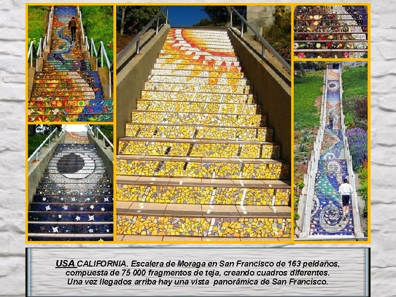USA CALIFORNIA. Escalera de Moraga en San Francisco de 163 peldaños, compuesta de 75