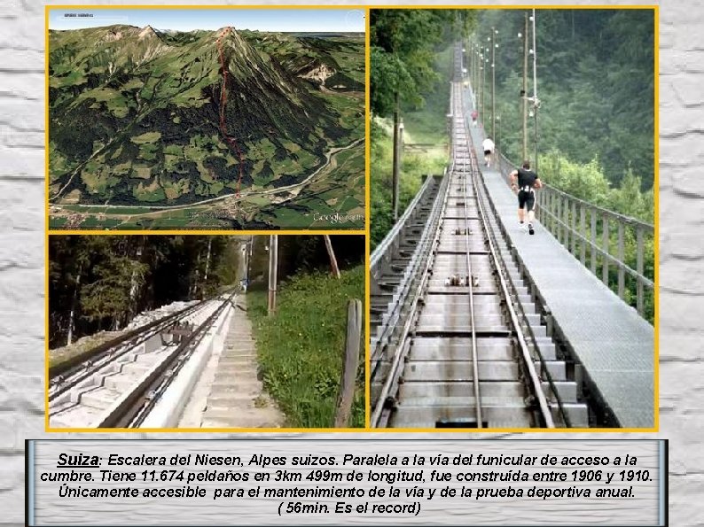 Suiza: Escalera del Niesen, Alpes suizos. Paralela a la vía del funicular de acceso