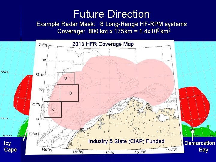 Future Direction Example Radar Mask: 8 Long-Range HF-RPM systems Coverage: 800 km x 175