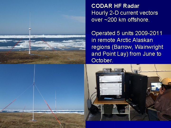 CODAR HF Radar Hourly 2 -D current vectors over ~200 km offshore. Operated 5