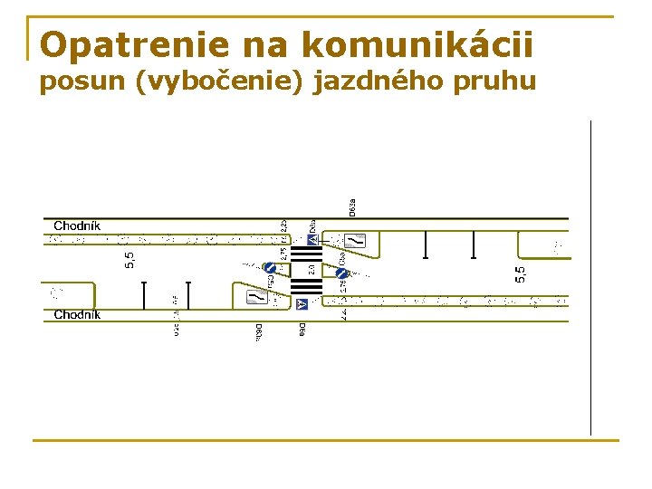 Opatrenie na komunikácii posun (vybočenie) jazdného pruhu 