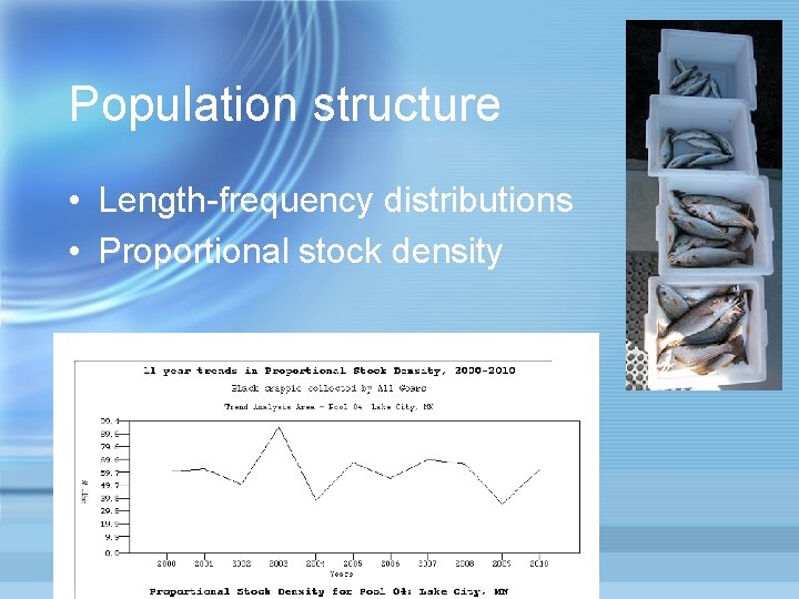 Population structure • Length-frequency distributions • Proportional stock density 