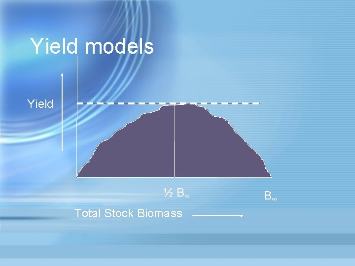 Yield models Yield ½ B∞ Total Stock Biomass B∞ 