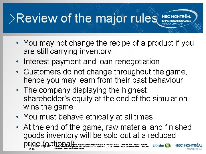 Review of the major rules • You may not change the recipe of a Review of the major rules • You may not change the recipe of a