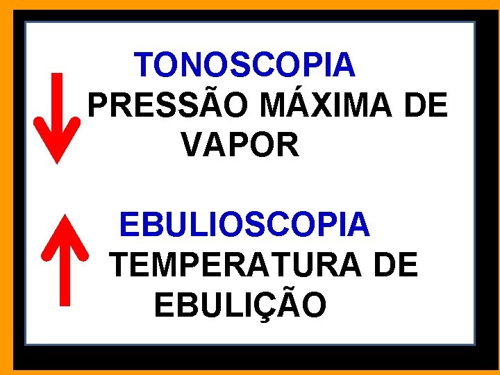  TONOSCOPIA PRESSÃO MÁXIMA DE VAPOR EBULIOSCOPIA TEMPERATURA DE EBULIÇÃO 