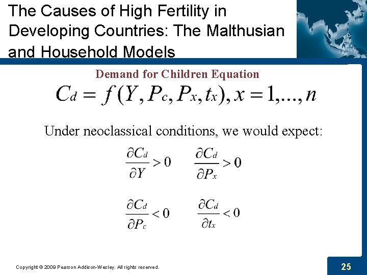 The Causes of High Fertility in Developing Countries: The Malthusian and Household Models Demand