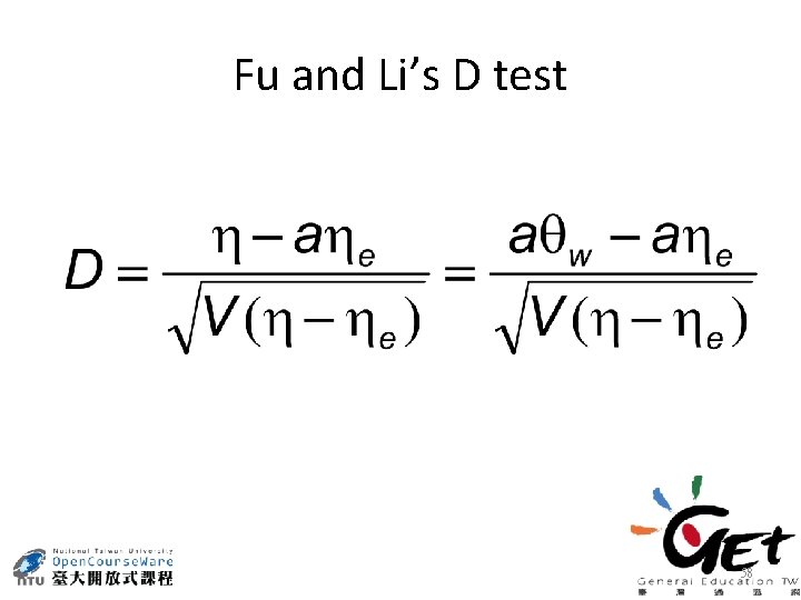 Fu and Li’s D test 58 