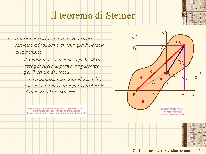 Il teorema di Steiner • il momento di inerzia di un corpo rispetto ad