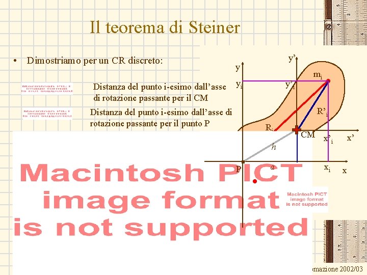 Il teorema di Steiner • Dimostriamo per un CR discreto: Distanza del punto i-esimo